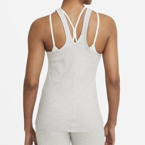 [Nike] Yoga Off Mat Ribbed Tank Top Grey Small - Picture 2 of 9
